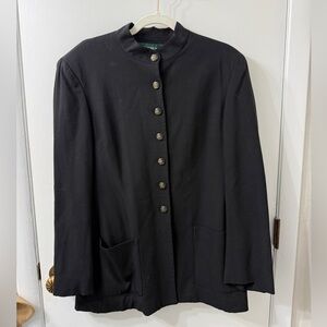 Lauren Ralph Lauren Wool Blend Blazer Mandarin Military Pocket Vintage (14)